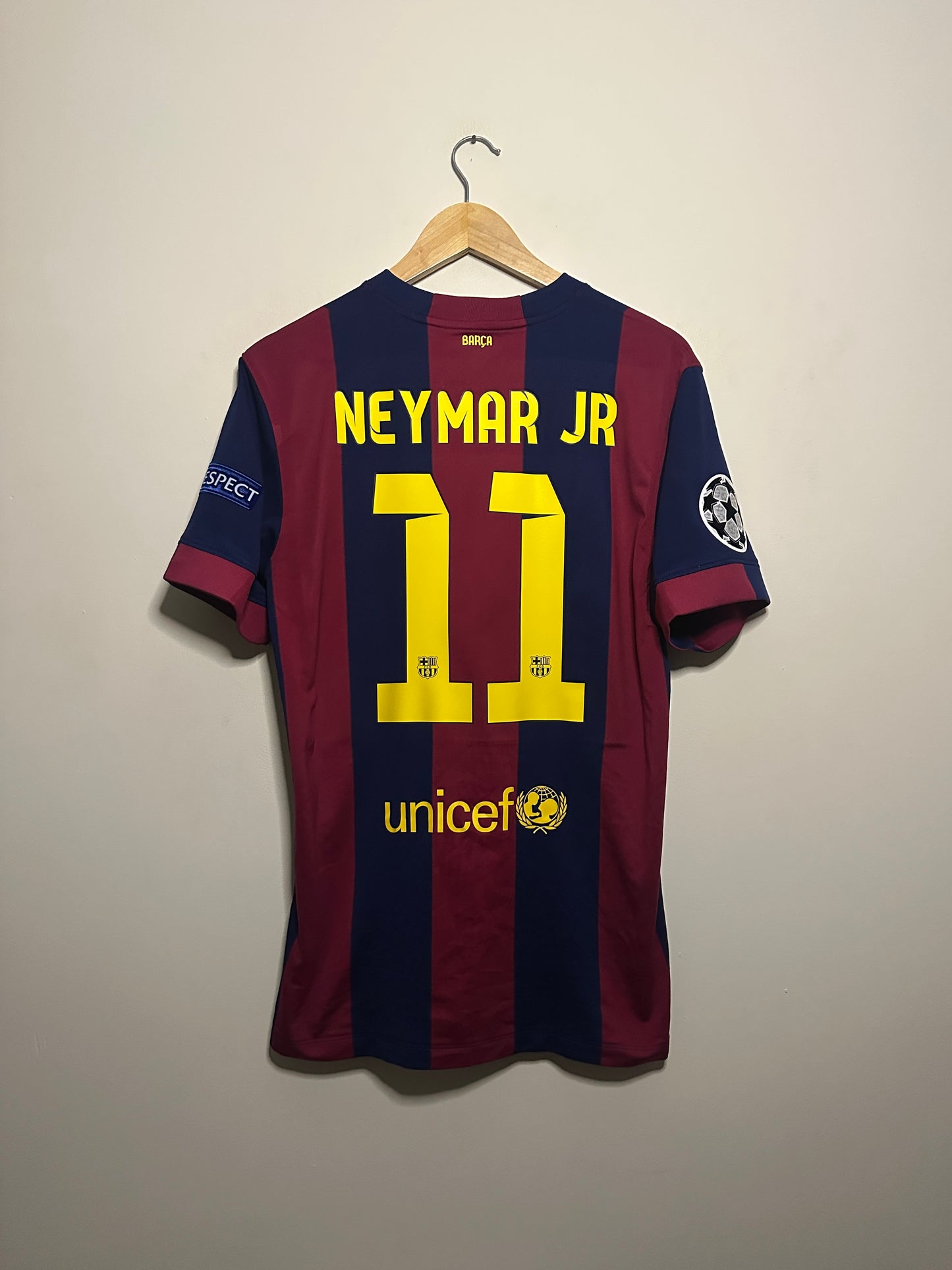 Neymar JR FC Barcelona 2014-15 Champions League final edition home football shirt (M)
