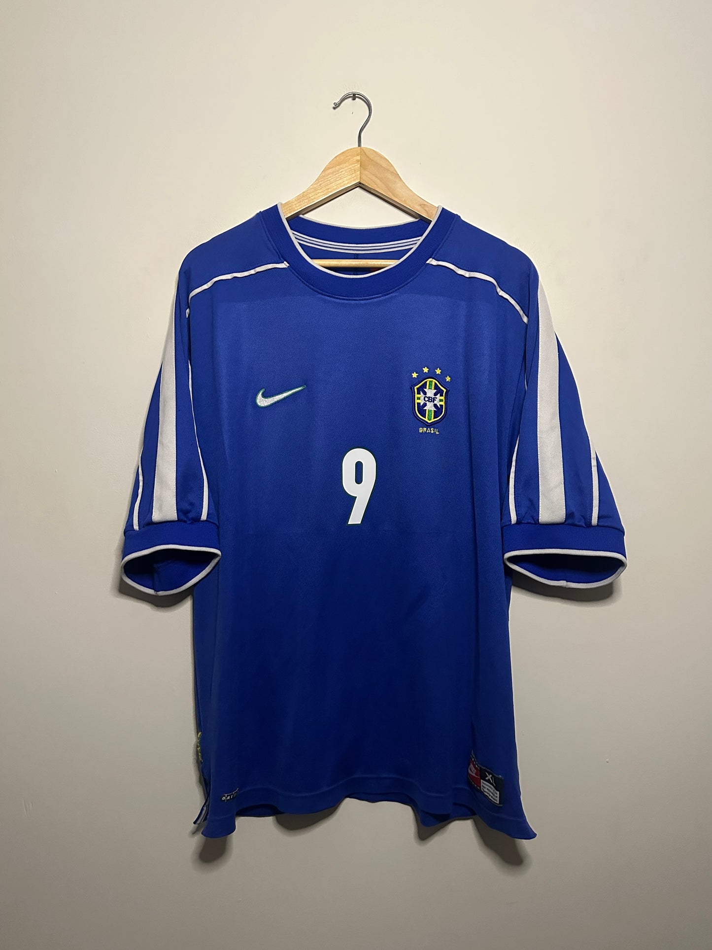 Ronaldo Nazario Brazil 1998 World Cup away football shirt (XL)