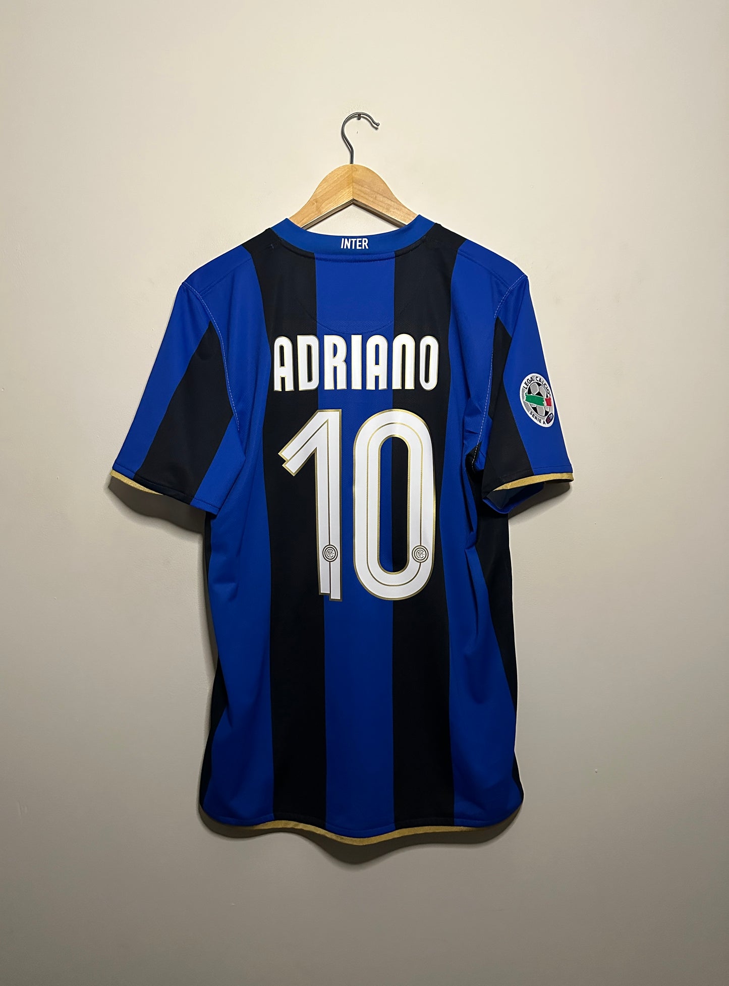 Adriano Inter Milan 2008-09 home football shirt (M)