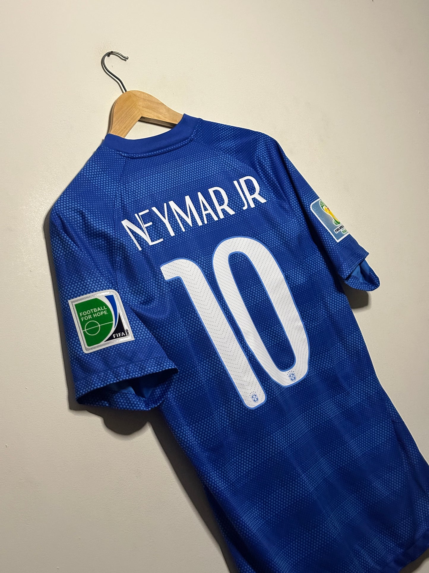 Neymar JR Brazil 2014 World Cup away football shirt (M)