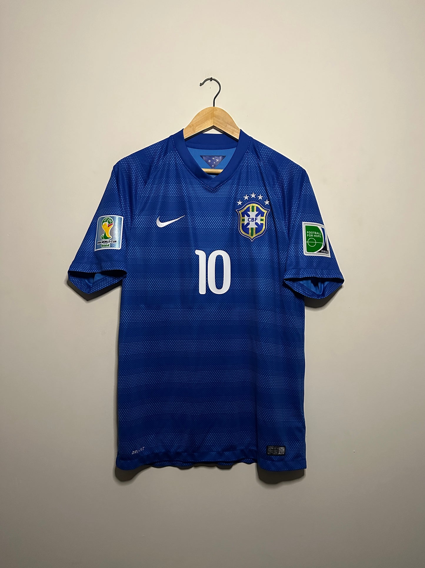 Neymar JR Brazil 2014 World Cup away football shirt (M)