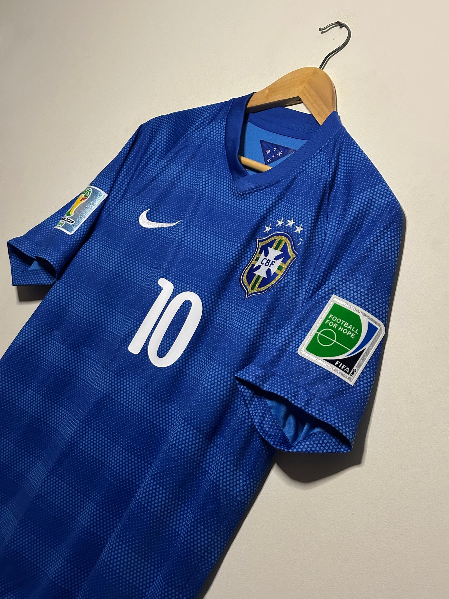 Neymar JR Brazil 2014 World Cup away football shirt (M)