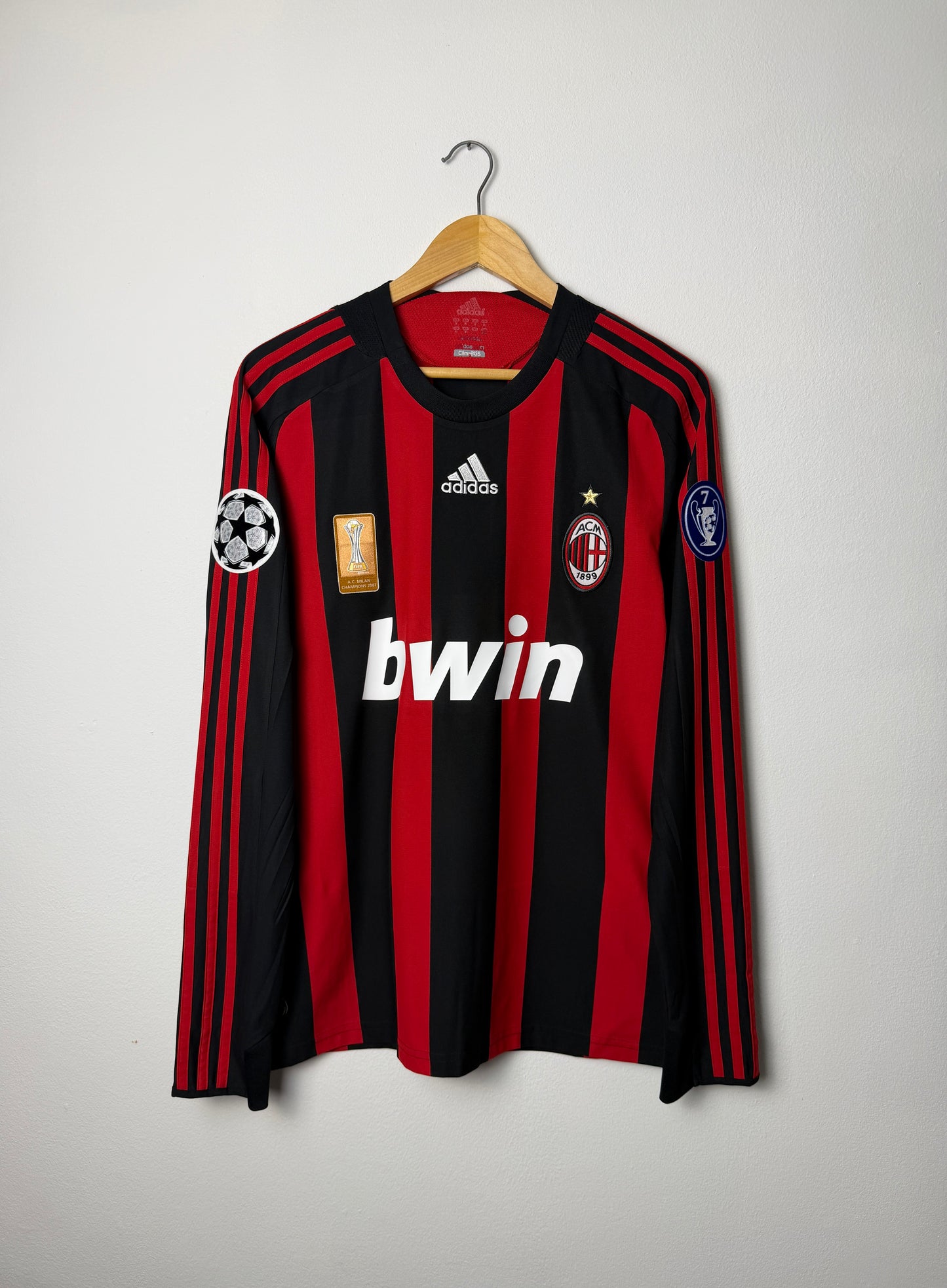 Ronaldinho AC Milan 2008-09 long sleeve home football shirt (M)
