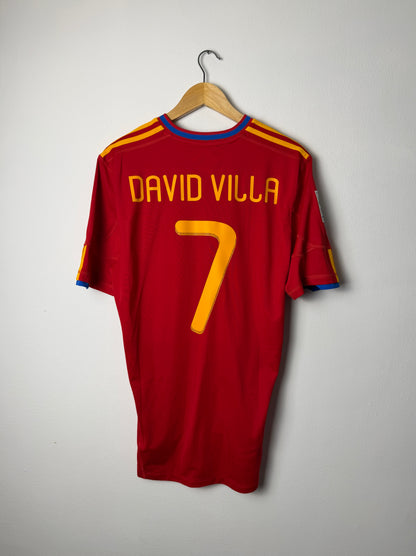 David Villa Spain 2010 World Cup home football shirt (L)