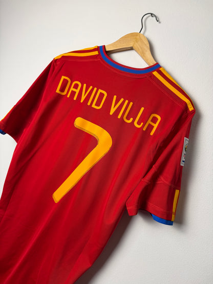 David Villa Spain 2010 World Cup home football shirt (L)