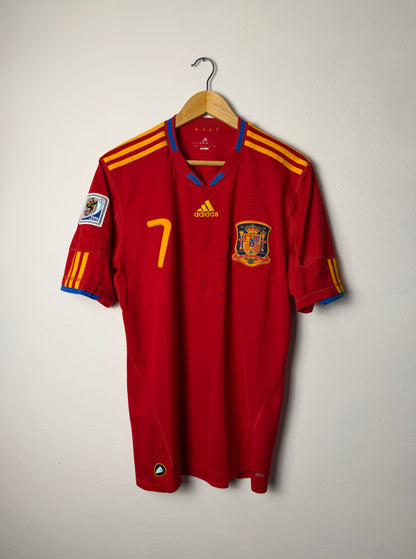 David Villa Spain 2010 World Cup home football shirt (L)