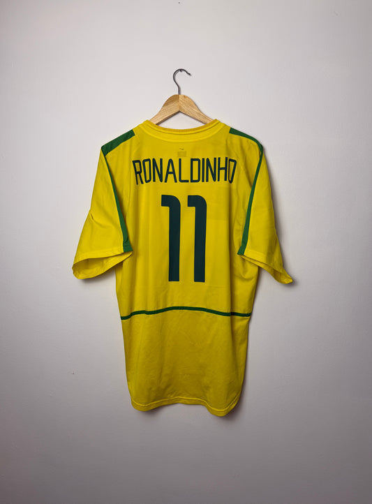 Ronaldinho Brazil 2002 World Cup home football shirt (XL)