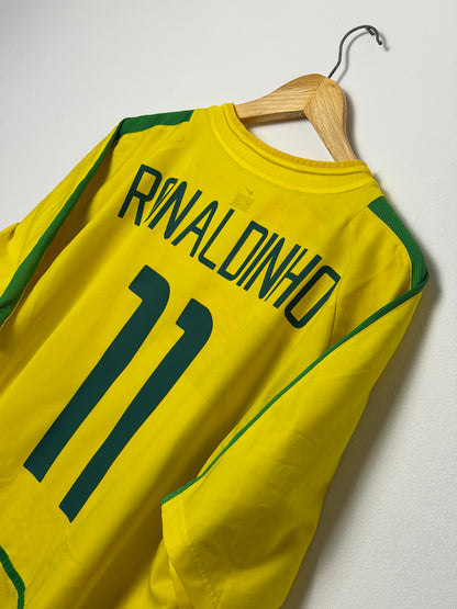 Ronaldinho Brazil 2002 World Cup home football shirt (XL)