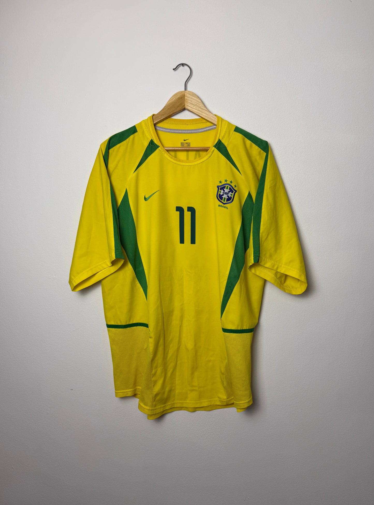 Ronaldinho Brazil 2002 World Cup home football shirt (XL)