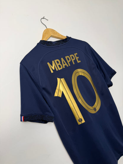 Kylian Mbappe France 2022 World Cup home football shirt (M)