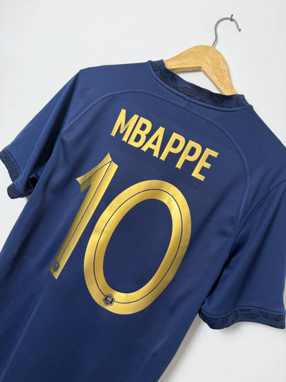 Kylian Mbappe France 2022 World Cup home football shirt (M)