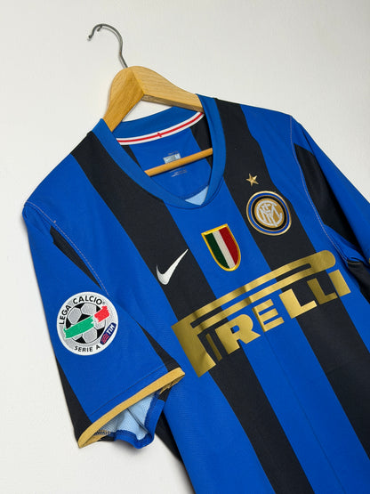 Adriano Inter Milan 2008-09 home football shirt (M)