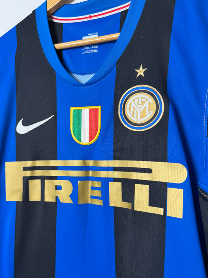 Adriano Inter Milan 2008-09 home football shirt (M)