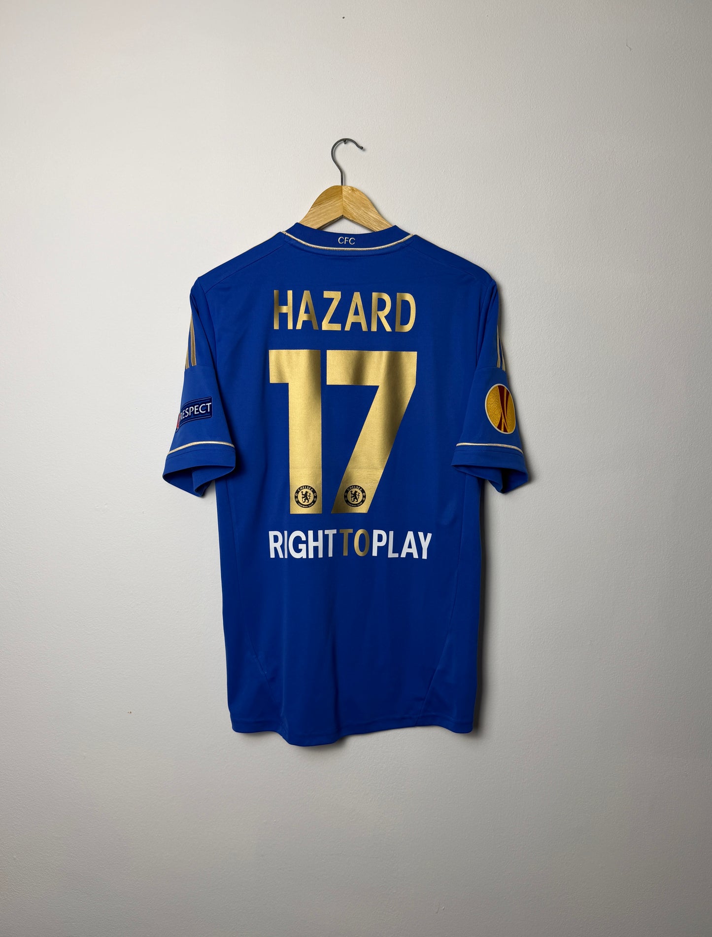 Eden Hazard Chelsea FC 2012-13 Europa League final home football shirt (M)