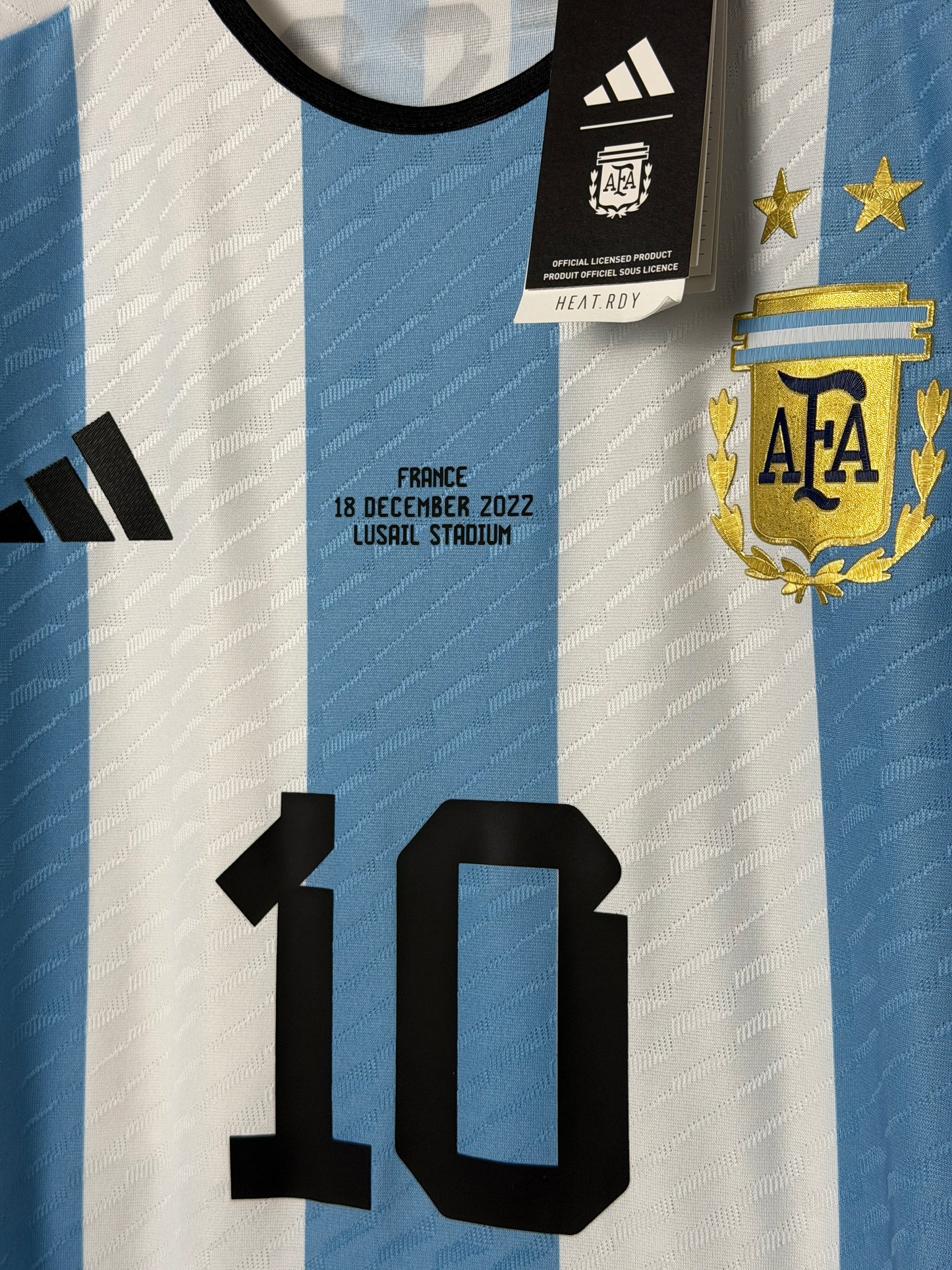 Lionel Messi Argentina 2022 World Cup final home shirt (L)