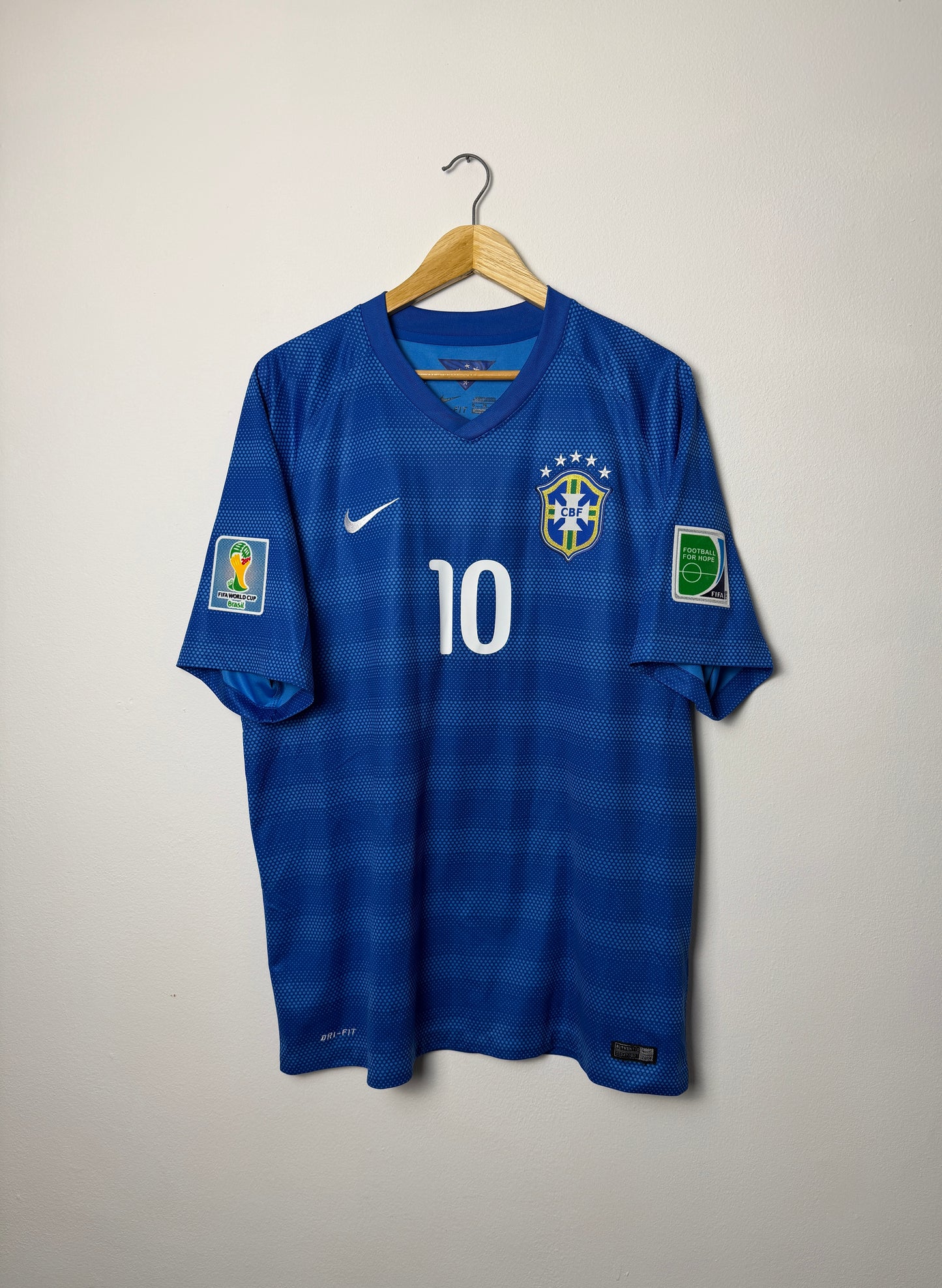 Neymar JR Brazil 2014 World Cup away football shirt (XL)