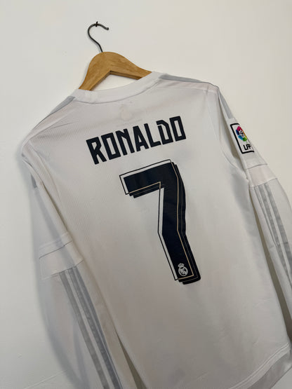 Cristiano Ronaldo Real Madrid CF 2015-16 long sleeve home football shirt (S)