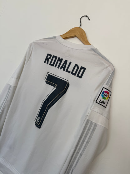 Cristiano Ronaldo Real Madrid CF 2015-16 long sleeve home football shirt (S)