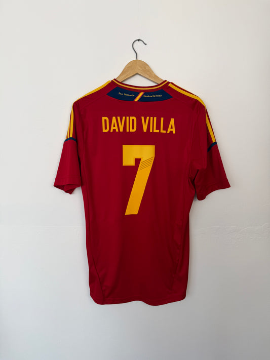 David Villa Spain 2012 home football shirt (L)