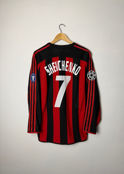 Andriy Schevchenko AC Milan 2003-04 long sleeve home football shirt (M)