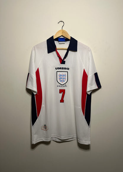 David Beckham England 1998 World Cup home football shirt (L)