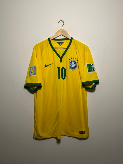 Neymar JR Brazil 2014 World Cup home football shirt (XL)