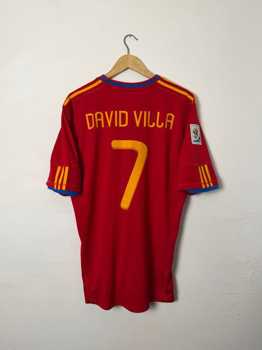 David Villa Spain 2010 World Cup home football shirt (XL)