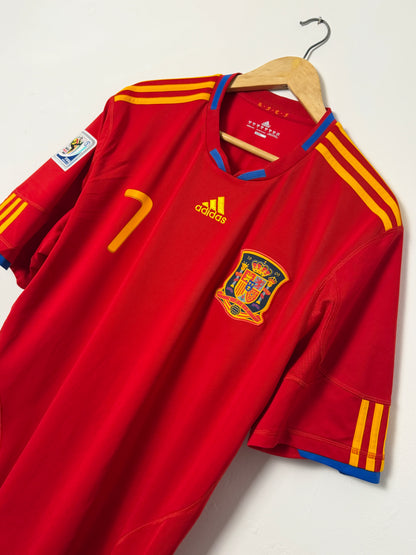 David Villa Spain 2010 World Cup home football shirt (XL)