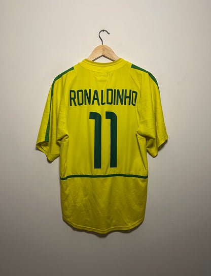 Ronaldinho Brazil 2002 World Cup home football shirt (M)