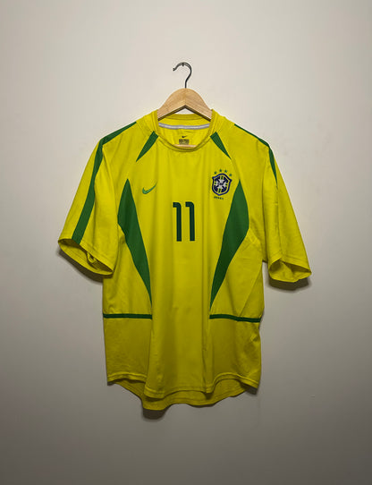 Ronaldinho Brazil 2002 World Cup home football shirt (M)