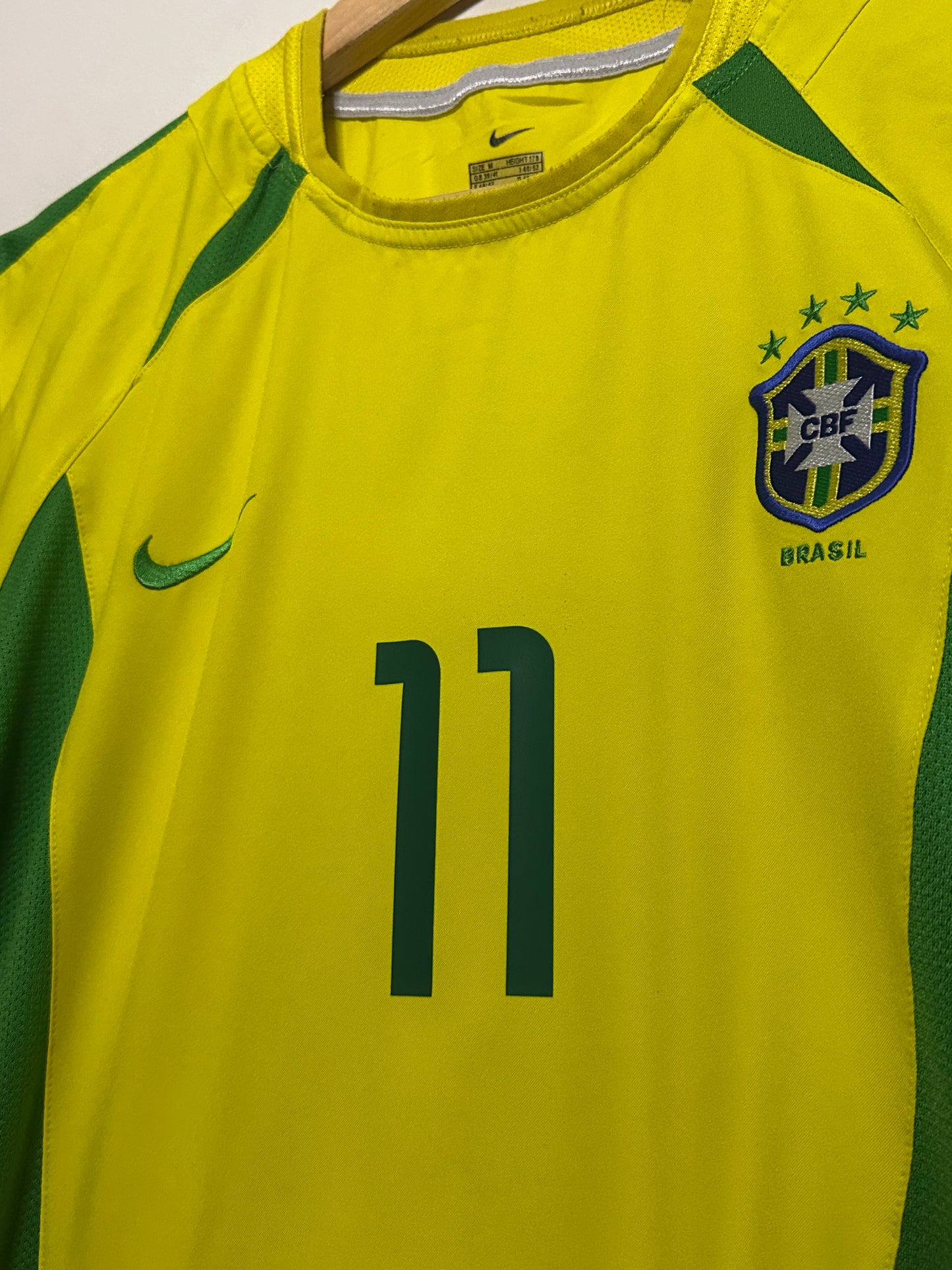 Ronaldinho Brazil 2002 World Cup home football shirt (M)