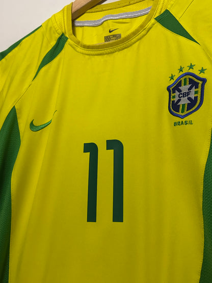 Ronaldinho Brazil 2002 World Cup home football shirt (M)