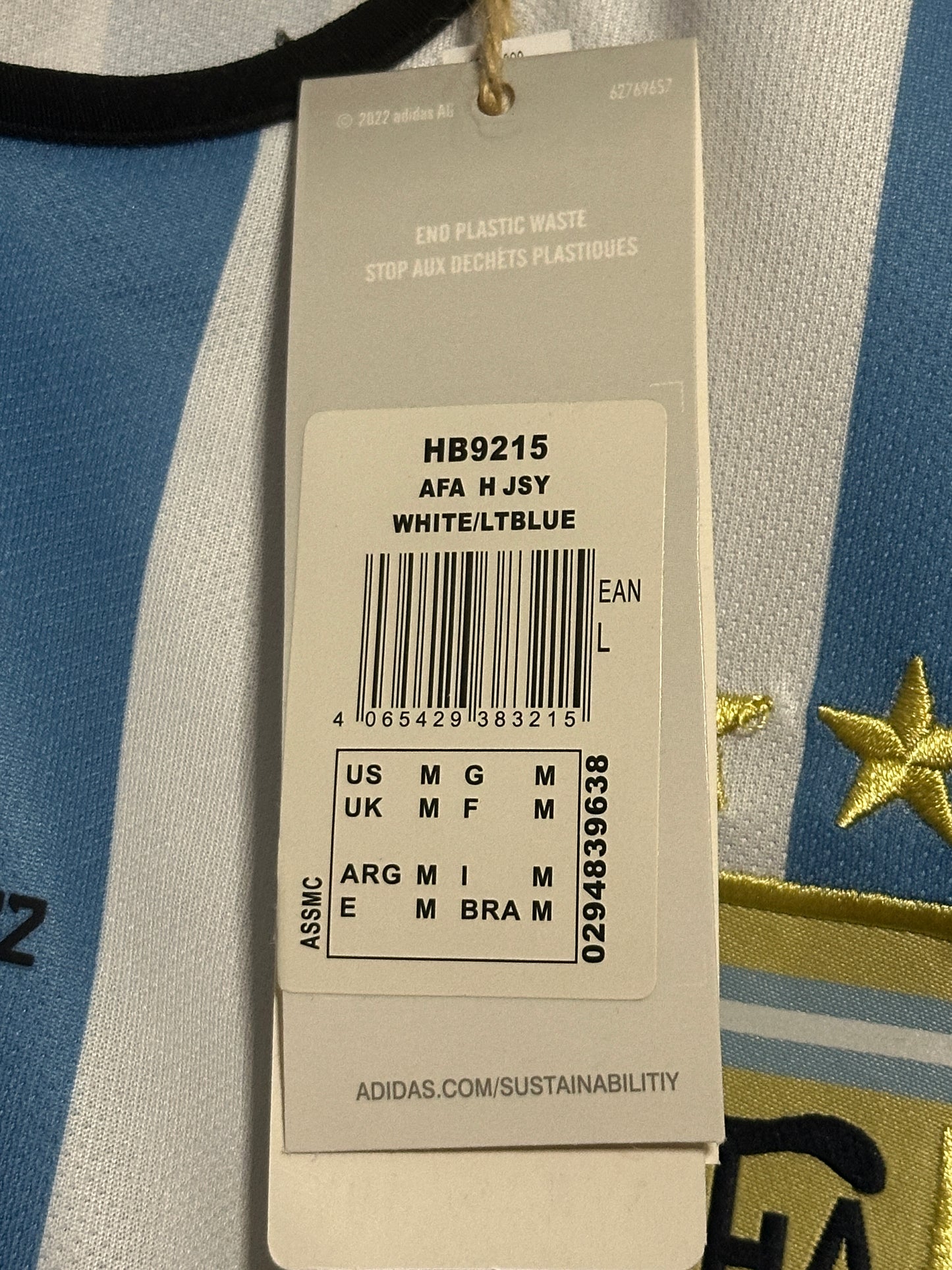 Lionel Messi Argentina 2022 World Cup final edition home football shirt (M)
