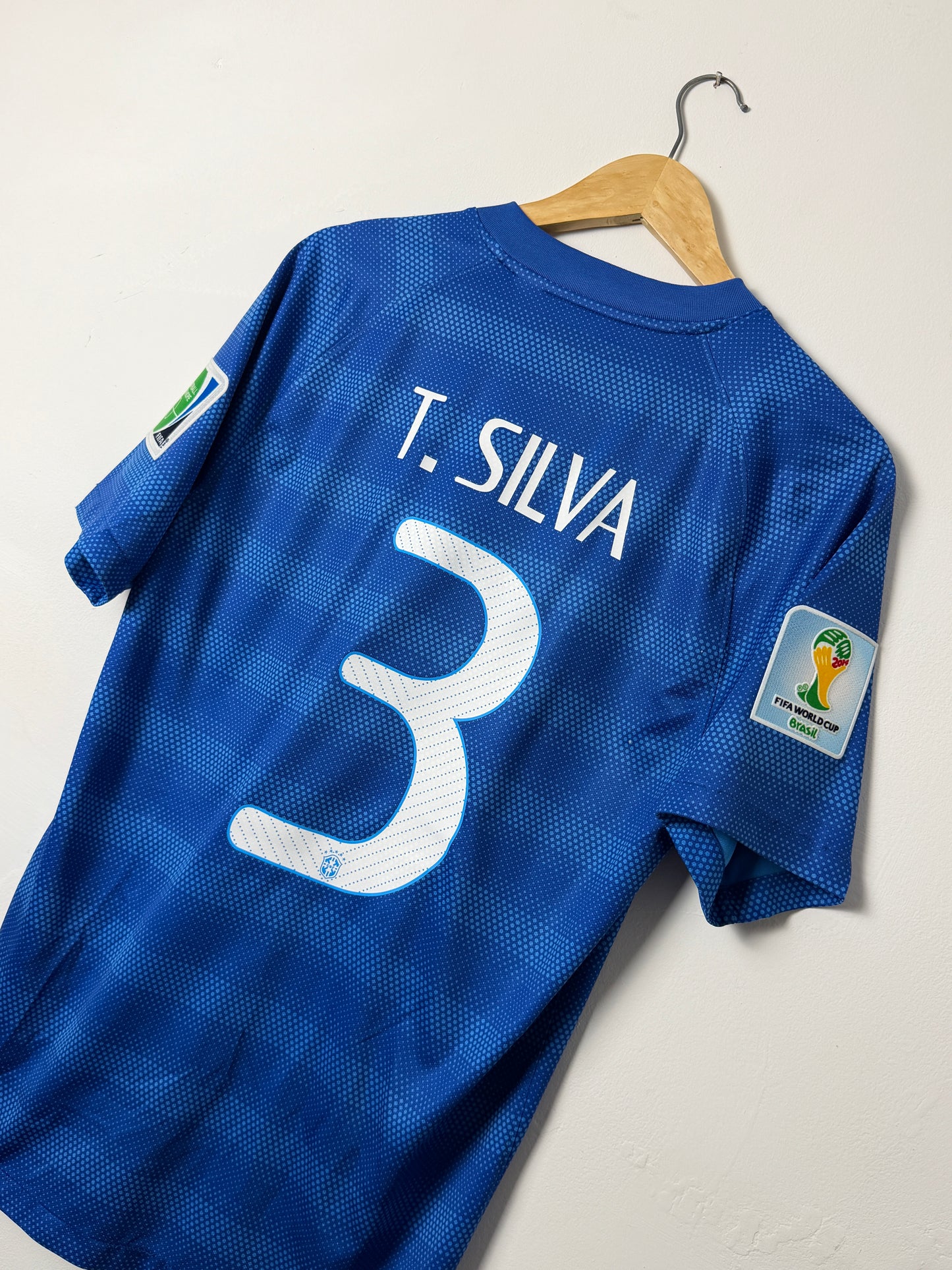 Thiago Silva Brazil 2014 World Cup away football shirt (M)