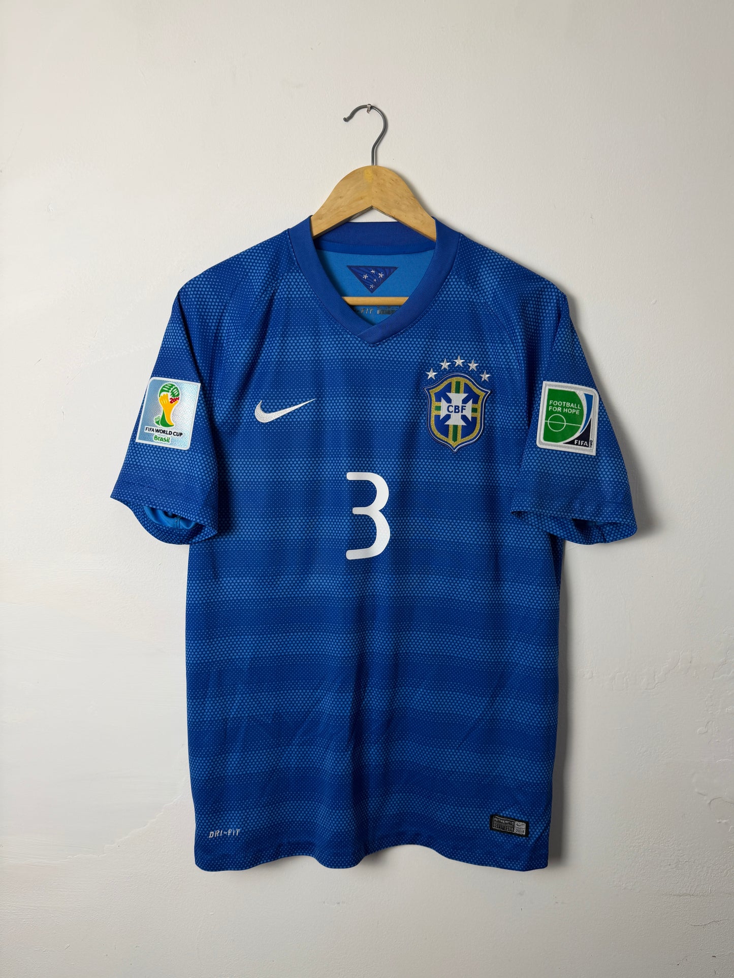 Thiago Silva Brazil 2014 World Cup away football shirt (M)