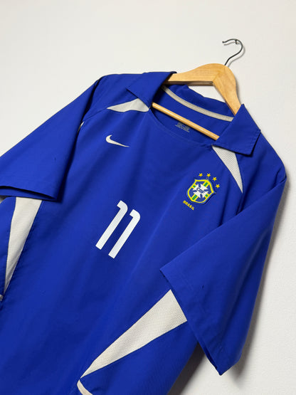 Ronaldinho Brazil 2002 away football shirt (L)