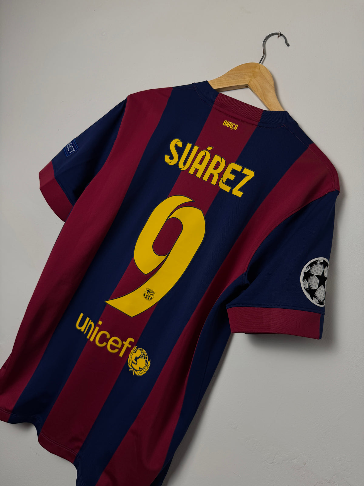 Luis Suarez FC Barcelona 2014-15 Champions League final edition home football shirt (M)