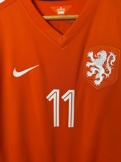 Arjen Robben Netherlands 2014 World Cup home football shirt (L)
