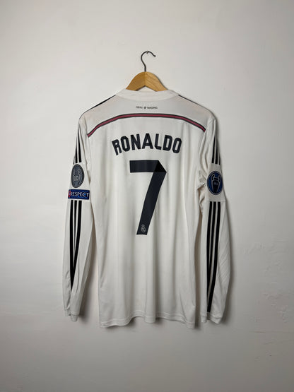 Cristiano Ronaldo Real Madrid CF 2014-15 long sleeve home football shirt (M)