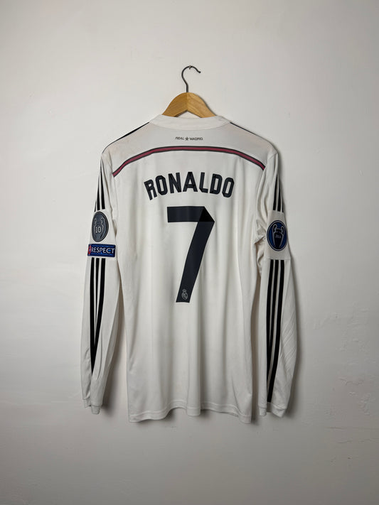Cristiano Ronaldo Real Madrid CF 2014-15 long sleeve home football shirt (M)