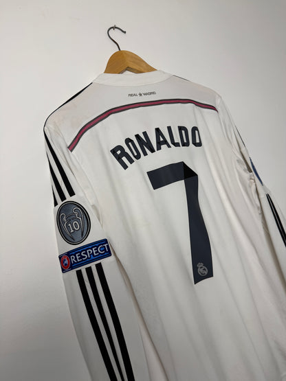 Cristiano Ronaldo Real Madrid CF 2014-15 long sleeve home football shirt (M)