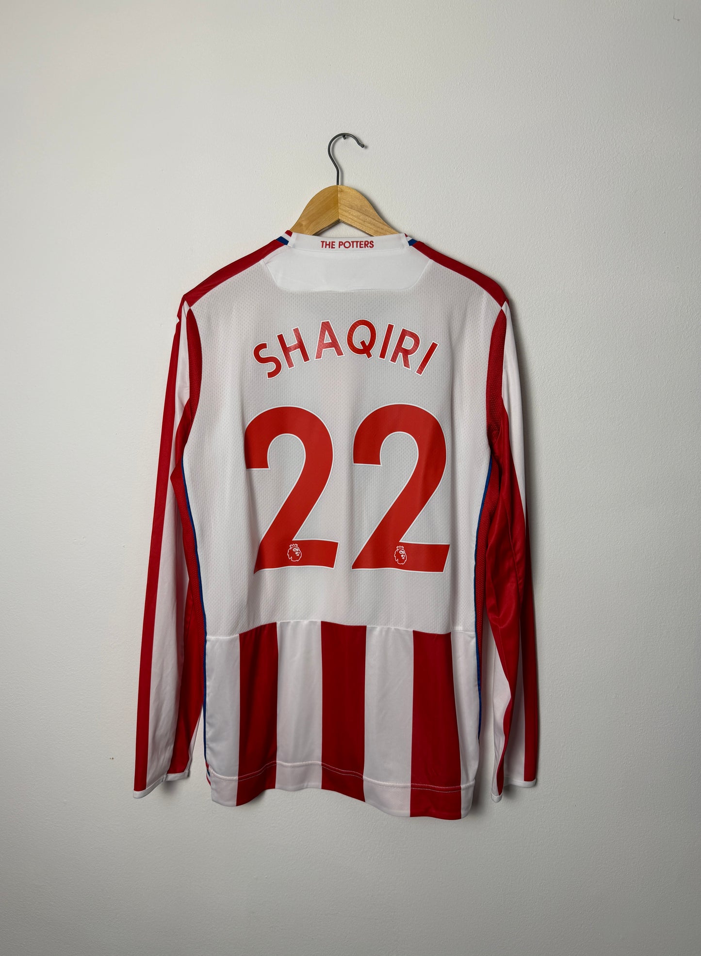Xherdan Shaqiri Stoke City FC 2017-18 long sleeve home football shirt (L)