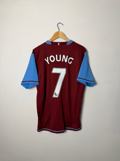 Ashley Young Aston Villa 2007-08 home football shirt (L)