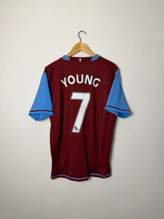 Ashley Young Aston Villa 2007-08 home football shirt (L)