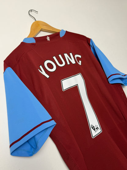 Ashley Young Aston Villa 2007-08 home football shirt (L)