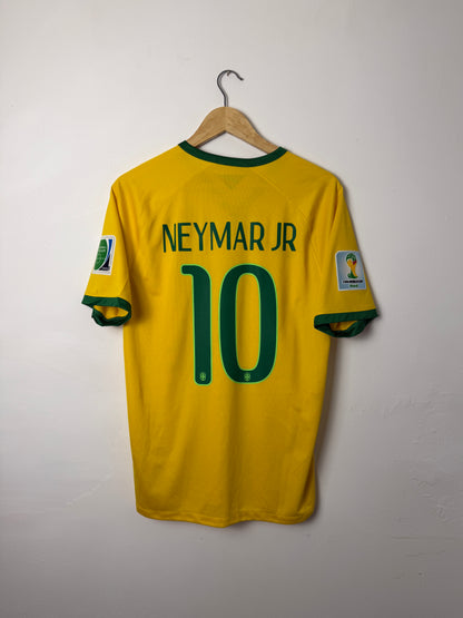 Neymar JR Brazil 2014 World Cup home football shirt (M)