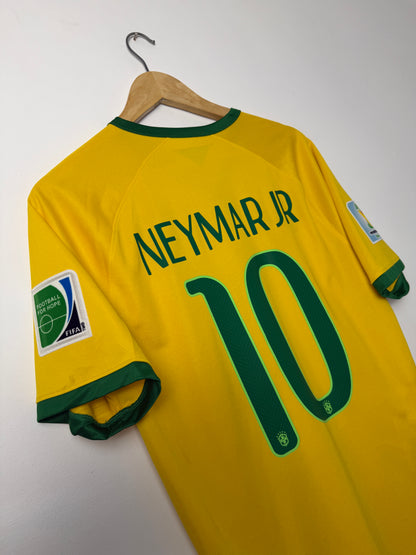 Neymar JR Brazil 2014 World Cup home football shirt (M)
