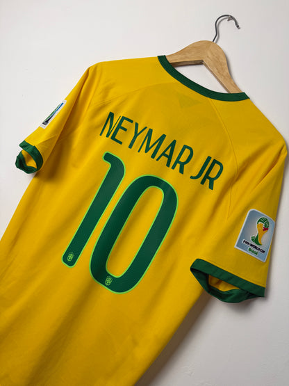 Neymar JR Brazil 2014 World Cup home football shirt (M)