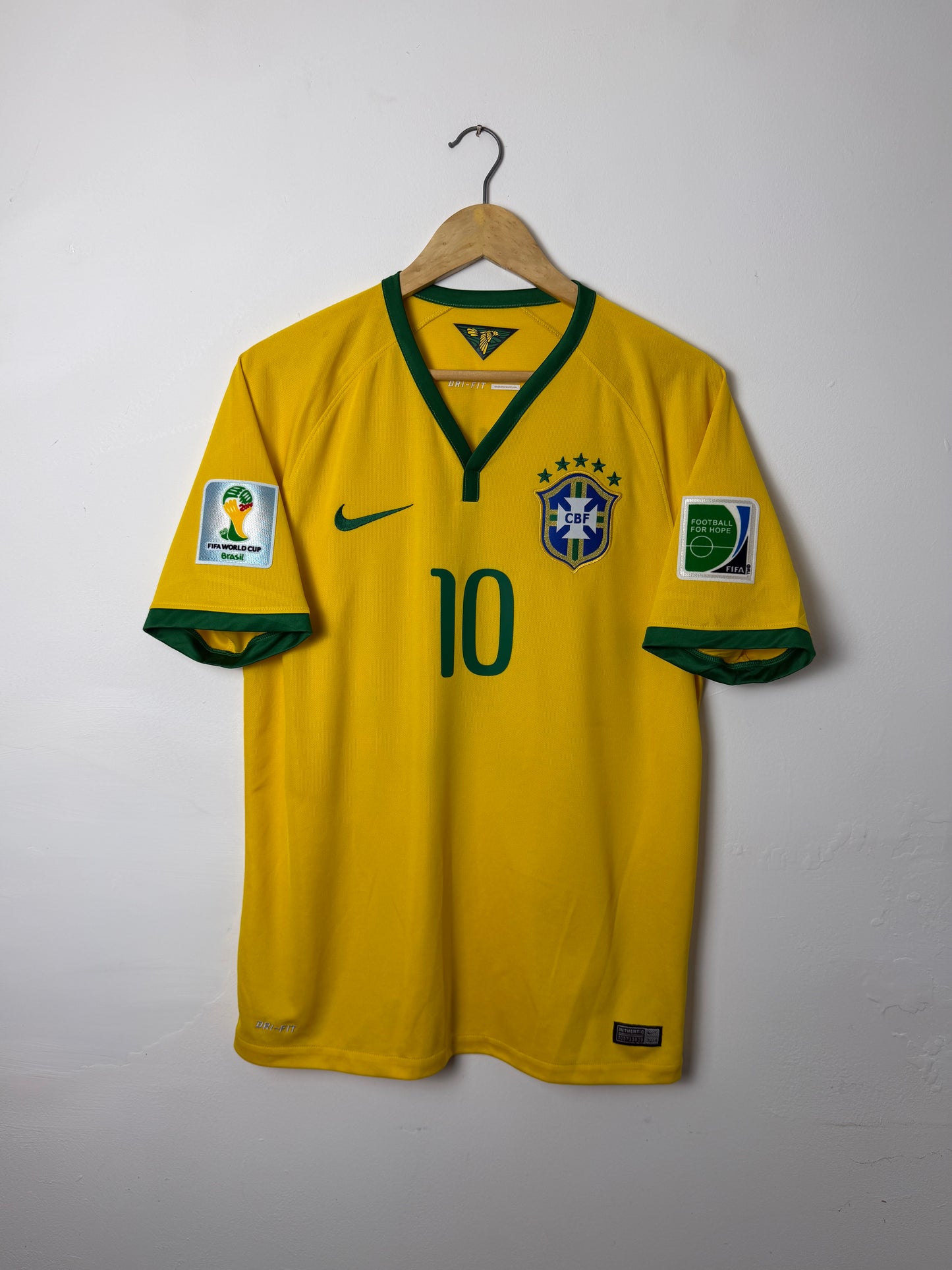 Neymar JR Brazil 2014 World Cup home football shirt (M)