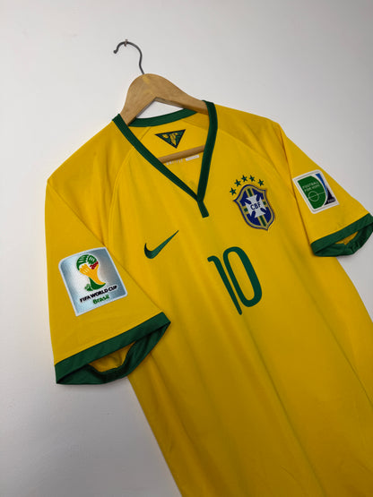 Neymar JR Brazil 2014 World Cup home football shirt (M)